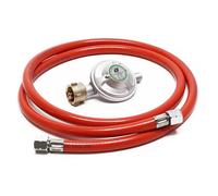WilTec Kit Raccordement de gaz - avec Tuyau 200 cm et Pressostat 50 mbar - pour Pression constante des Bouteilles allemandes Ø 1/14" / 21,8 mm LH - Réducteur détendeur régulateur