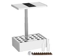 WilTec Kit Serre pour Culture hydroponique - 40 x 26 x 36 cm - Jardinière Potager intérieur - Hauteur Ajustable - LED, réservoir 9,8 L, Capsules - Jardin de Cuisine de Couleur Blanche