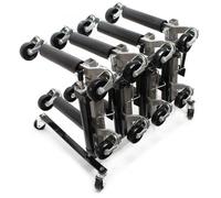 Wiltec Kit Support et 4x Chariot Go Jack 680kg Largeur Pneu 30cm Rangement pour Aide à la manœuvre Déplacement Véhicule 4x Crics hyd