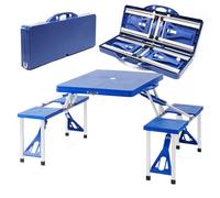 Wiltec Kit Table de camping pliante, 1330 x 845 x 670 mm, avec 4 siège