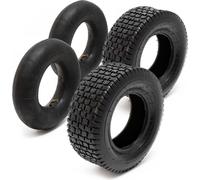 Wiltec Lot 2x Pneu 15x6.00-6 et 2x Chambre à air – Valve coudée – 350 x 350 x 140 mm – 4 PR – capacité de charge 200 kg – pour Tondeuse à gazon Tracteur à pelouse Brouette Chariot Diable