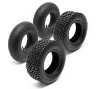 Wiltec Lot 2x Pneu 16x6.50-8 et 2x Chambre à air - Valve droite - 420 x 420 x 130 mm - 4 PR - capacité de charge 300 kg - pour Tondeuse à gazon Tracteur à pelouse Brouette Chariot Diable