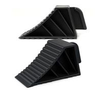 Wiltec Lot Cales de roue pour remorque 1,5 t max. - TPR Surface rainurée antidérapante - 21 x 8,75 x 10 cm Poignée Calage Voitures Caravanes Remorques Butée Sabot Bloque-roue kit Immobilisation Auto
