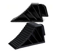 Wiltec Lot Cales de Roue remorque 1,5 t Poignée Bloque-roue Caravane 21 x8,75 x 10 cm Surface rainurée antidérapante HDPE Calage Voitures Caravane Remorque Butée Sabot Bloque-roue Immobilisation Auto