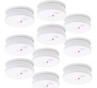 Wiltec Lot de 10x Détecteur de fumée – 100 x 100 x 36 mm – sur Batterie 9V – Volume de l’alarme 85 dB – Installation sans câble – conforme à DIN EN 14604 – Capteur incendie photoélectrique