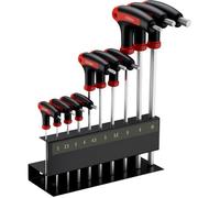 WilTec Lot de 11 clés hexagonales mâles à six pans avec poignées en T et support