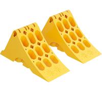 Wiltec Lot de 2 Cales de roue – 393 x 160 x 193 mm – en HDPE robuste – Capacité max. 5 t – Sabot d’arrêt automobile pour Véhicule Remorque Voiture Camping-car Caravane – Bloque-roue Cales de frein
