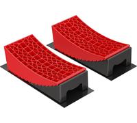 Wiltec Lot de 2 Cales de roue rondes – 320 x 150 x 110 mm / 190 x 150 x 80 mm – Capacité 13 t – avec Niveau à bulle en T – Protection de pneus pour Camping cars et Remorques – Rampes véhicules