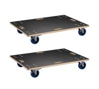 Wiltec Lot de 2 Chariots de Transport 600 x 400 mm avec Une capacité de Charge de 800 kg, Chariot à Meubles avec Plateau en Bois de 18 mm, Plateau Roulant avec 4 Roues en Caoutchouc
