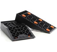 Wiltec Lot de 2 rampes voiture d’accès extra plates – 430 x 235 x 80 mm – en PP robuste – capacité max. 3 t – Cales de roue véhicule chargement accès Caravane Camping car Remorque