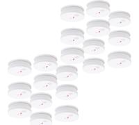 Wiltec Lot de 20x Détecteur de fumée – 100 x 100 x 36 mm – sur Batterie 9V – Volume de l’alarme 85 dB – Installation sans câble – conforme à DIN EN 14604 – Capteur incendie photoélectrique