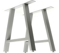 Wiltec Lot de 2x Pied de table avec Profile en A - 700 x 80 x 720 mm - couleur Grise - en Acier - Piètement industriel Support Surface Travail Salle à manger