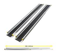Wiltec Lot de 2X Rampe de Chargement télescopique 1220-2140 x 185 mm - capacité de Charge Max. 270 kg - Surface antidérapante - en Aluminium - Rampe accès remorque