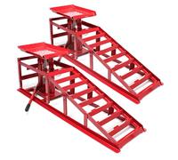 Wiltec Lot de 2x Rampe de voiture - avec Cric hydraulique 2000 kg - Réglable en hauteur - Rampes d’accès Chargement Entretien Inspec