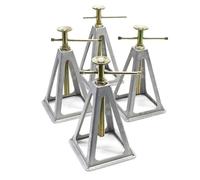 Wiltec Lot de 4 Chandelles de stabilisation - en Aluminium et Acier - Charge 900 kg/pièce - Hauteur réglable 28-43 cm - pour Camping