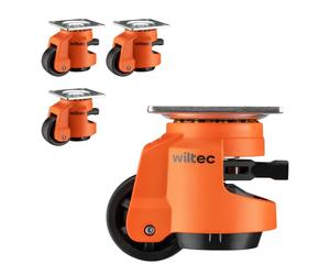 Wiltec Lot de 4 roulettes pour charges lourdes avec poignée à cliquet 2 000 kg, 4 roulettes rétractables pour meubles, 4 roulettes de transport de 500 kg, chacune pour meubles