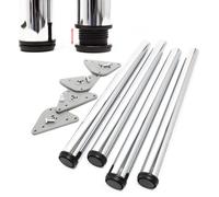 WilTec Lot de 4X Pied de Table V1-60 x 60 x 710 mm/Ø 60 mm - en Acier Inoxydable chromé - Piètement Support de Bureau Réglable pour Plan de Travail Salle à Manger