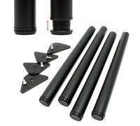 Wiltec Lot de 4x Pied de table V1 - 60 x 60 x 710 mm / Ø 60 mm - en Acier inoxydable - couleur Noire - Piètement Support de bureau R