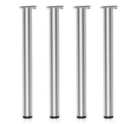 Pied de table Lot 4 Acier inoxydable chromé Réglable 870mm Ø60mm Support Table