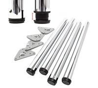 WilTec Lot de 4X Pied de Table V1-60 x 60 x 870 mm/Ø 60 mm - en Acier Inoxydable chromé - Piètement Support de Bureau Réglable pour Plan de Travail Salle à Manger