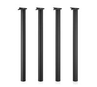WilTec Lot de 4X Pied de Table V1-60 x 60 x 870 mm/Ø 60 mm - en Acier Inoxydable - Couleur Noire - Piètement Support de Bureau Réglable pour Plan de Travail Salle à Manger
