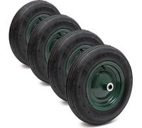 Wiltec Lot de 4x Pneu de brouette 3.50-8 – Roue et Pneumatique – Jusqu’à 120 kg – avec Jante et Chambre à air – Bandage pour Diable, Chariot, Charrette