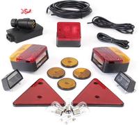 Wiltec Lot éclairage de remorque – avec Fiche à 7 pôles, Lampes, Réflecteurs, Clignotants, Cataphotes et Câbles – Éclairage voiture routier