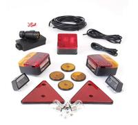 WilTec Lot éclairage de remorque - avec Fiche à 7 pôles, Lampes, Réflecteurs, Clignotants, Cataphotes et Câbles - Éclairage Voiture Routier