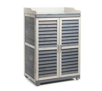 Wiltec Meuble de jardin 670 x 465 x 997 mm - Abri avec Espace de rangement inférieur - Armoire Table pour plantes, Cabane Cabanon -
