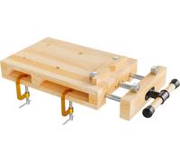 Wiltec Mini établi transportable mobile & Étau, en bois de hêtre pour rabotage et serrage