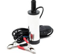 Wiltec Mini Pompe submersible à Eau et Gazole - 12 V / 8700 tr/min / 12 l/min - avec Bornes de batterie et Interrupteur - Vidange de liquide Extraction Drainage Transvasement