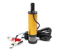 Wiltec Mini Pompe submersible à Eau et Gazole - 12 V / 8700 tr/min / 12 l/min - avec Grille d’aspiration, Bornes de batterie et Interrupteur - Vidange de liquide Extraction Drainage Transvasement