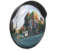 Wiltec Miroir routier 75 cm convexe avec capot de protection noir rond, avec champ de vision de 160°, pour sorties, matériel de montage inclus