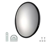 Wiltec miroir de sécurité convexe noir 60 cm, modèle de surveillance rond avec champ de vision de 130°, pour espaces intérieurs