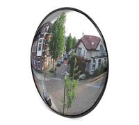 Wiltec miroir de sécurité convexe noir 80 cm, modèle de surveillance rond avec champ de vision de 130°, pour espaces intérieurs