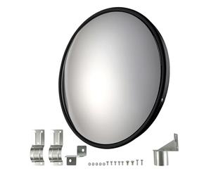 Wiltec miroir de sécurité convexe noir 80 cm, modèle de surveillance rond avec champ de vision de 130°, pour espaces intérieurs