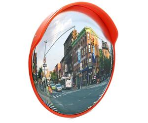 Wiltec Miroir rond de circulation convexe 80cm Champ de vision de 160° Couvercle de protection Sécurité routière Outdoor Indoor Résistant Matériel de montage inclus