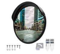 Wiltec Miroir routier 30 cm convexe avec capot de protection noir rond, avec champ de vision de 160°, pour sorties, matériel de mont