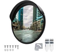 Wiltec Miroir routier 45 cm convexe avec capot de protection noir rond avec champ de vision de 130° MASQUE - MOUFLE - CHAUSSONS CH