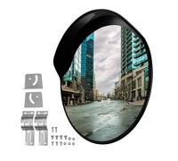 Wiltec Miroir routier 80 cm convexe avec capot de protection noir rond, avec champ de vision de 160°, pour sorties, matériel de mont