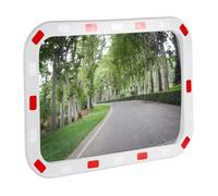 Wiltec Miroir routier convexe de circulation 50 x 70 cm Champ de vision de 130°-130° Bandes réfléchissantes Blanc-rouge Sécurité rou