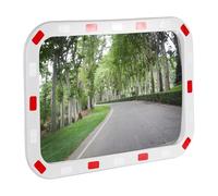 WilTec Miroir Routier Convexe de Circulation 70 x 90 cm Champ de Vision de 130°-160° Bandes réfléchissantes Blanc-Rouge Sécurité routière Outdoor Indoor Polycarbonate Solide Surveillance Rue Magasin