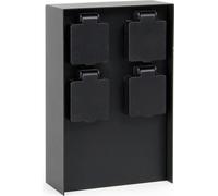 Wiltec Multiprise de jardin quadruple – 4 prises – 147 x 70 x 230 mm – Forme carrée – en Acier inox – Borne à utilisation extérieure IP44 Outdoor - Couleur noire