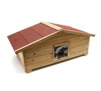 Wiltec Niche de Chat Taille L - 990 x 520 x 420 mm - avec Porte, Toit Asphalte, Isolation 3 Couches - Maison pour Chats Chatons Outdoor Maisonnette extérieure