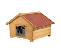 Wiltec Niche de Chat Taille S - 680 x 530 x 470 mm - avec Porte, Toit bitumé, Isolation 3 Couches - Maison pour Chats Chatons Outdoor Maisonnette extérieure