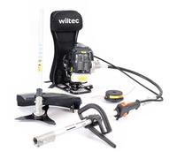 Wiltec Outil Multifonction 2 en 1 - 2870 x 370 x 560 mm - Moteur 2 Temps à Essence 1,2 l - 1,9 KW - avec Rallonge - Coupe-Bordures Coupe-Gazon Débroussailleuse Accessoires - Jardinage