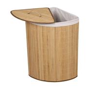Wiltec Panier à linge Pliable Bambou clair 57L Sac en lin Corbeille Rectangulaire Couvercle Bac à linge Panier Rangement Jouets A...