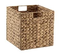 Wiltec Panier en jacinthe d'eau 26 x 26 x 26 cm, panier de rangement tressé avec 2 poignées