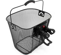Wiltec Panier vélo 32,5 x 24 x 26,5 cm avant détachable, en acier, panier pour guidon Ø22–26,8 mm, de couleur noire, transport sac emplettes bicyclette
