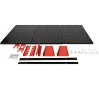 Wiltec Panneau porte-outils mural 1200 x 20 x 600 mm, 3x Paroie perforée, 17 supports crochets, Mur de Rangement outillages, Suspension
